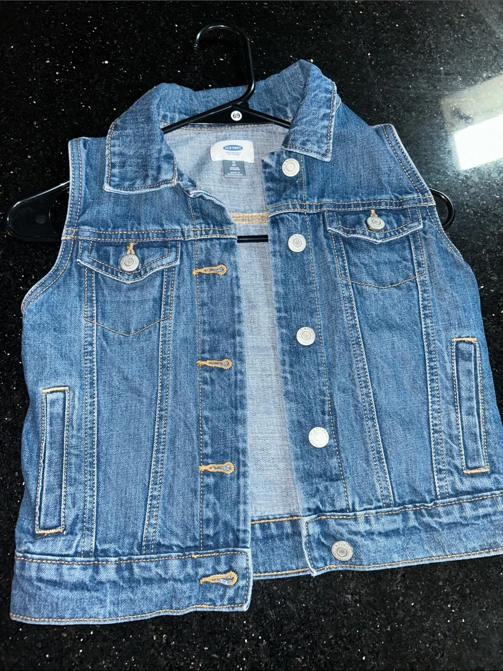 Denim vest with granny squares